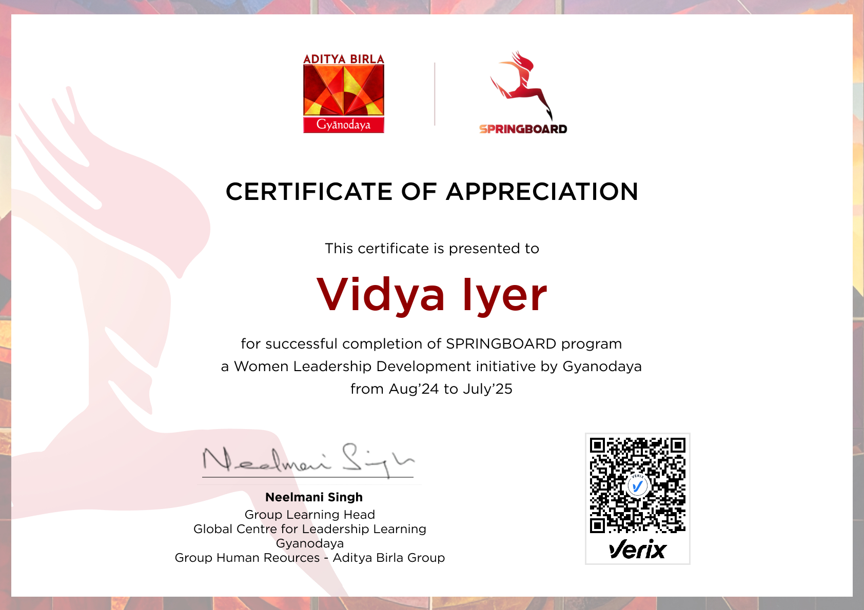 SPRINGBOARD - Graduation Certificate