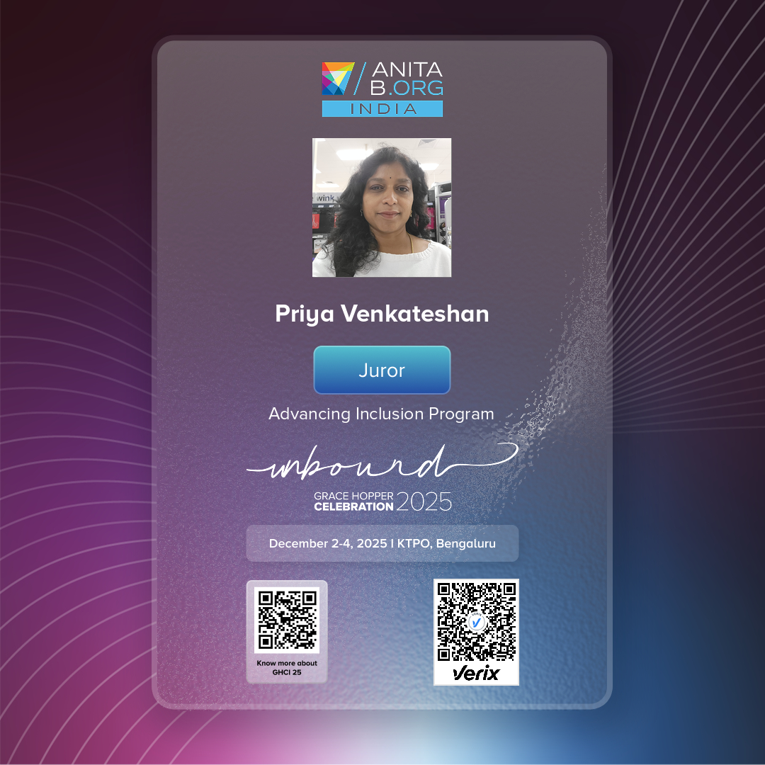 Priya Venkateshan: Grace Hopper Celebration India 2025 – Juror