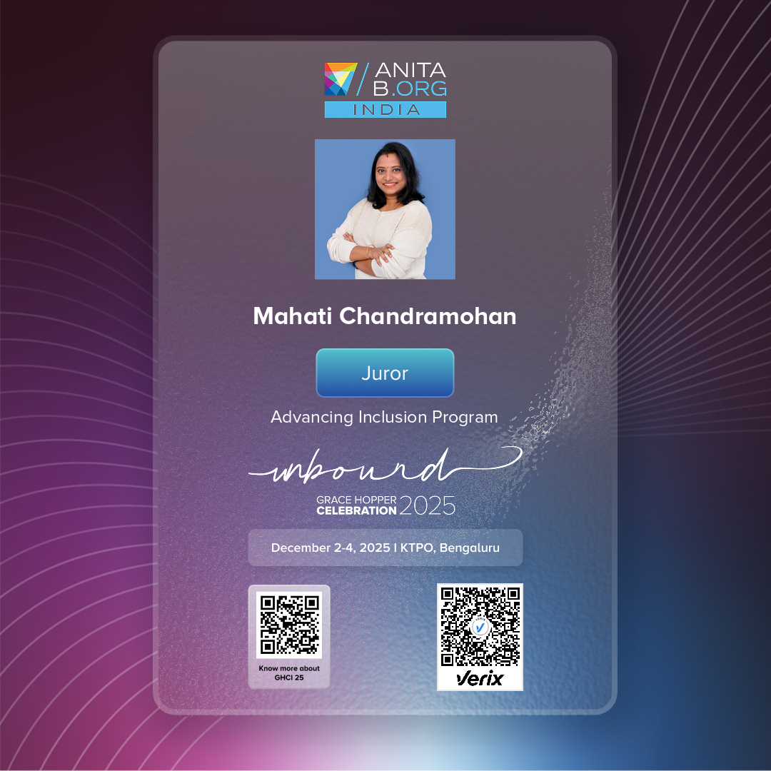 Mahati Chandramohan: Grace Hopper Celebration India 2025 – Juror