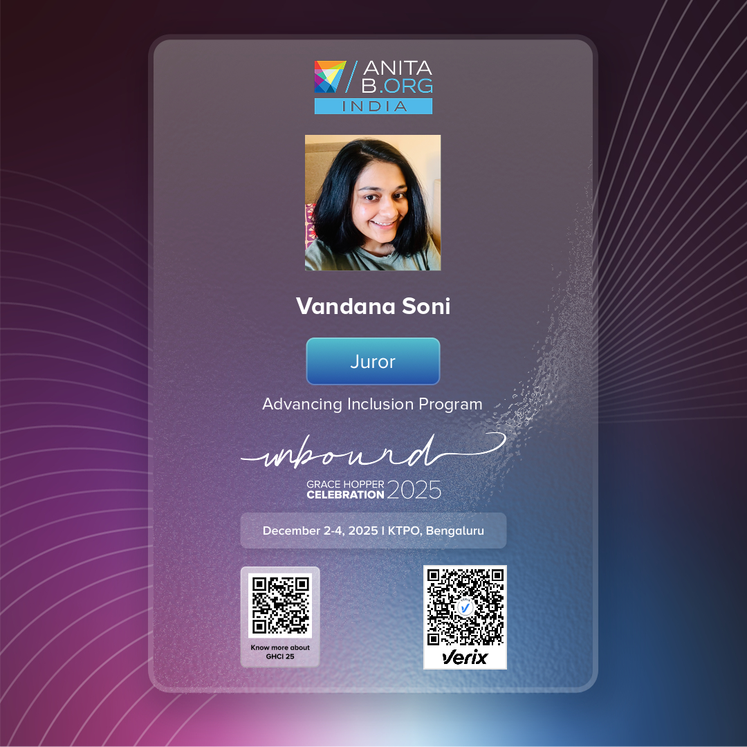 Vandana Soni: Grace Hopper Celebration India 2025 – Juror