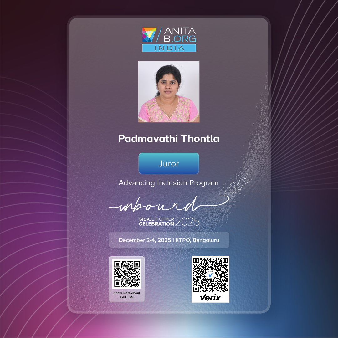 Padmavathi Thontla: Grace Hopper Celebration India 2025 – Juror