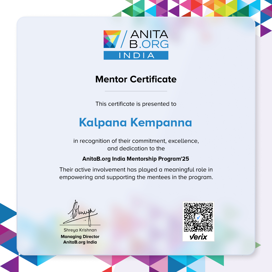 AnitaB.org India Mentor Certificates