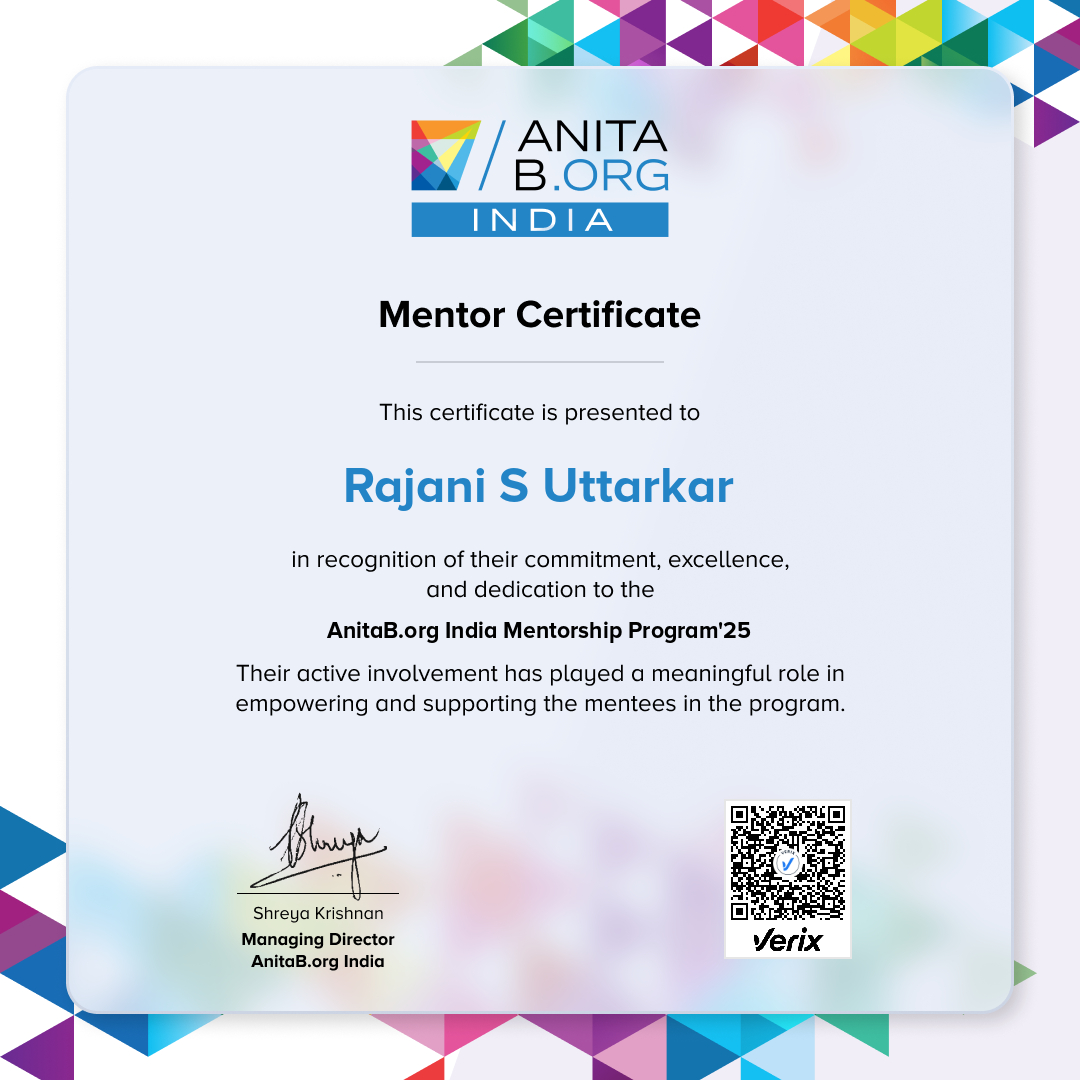 AnitaB.org India Mentor Certificates
