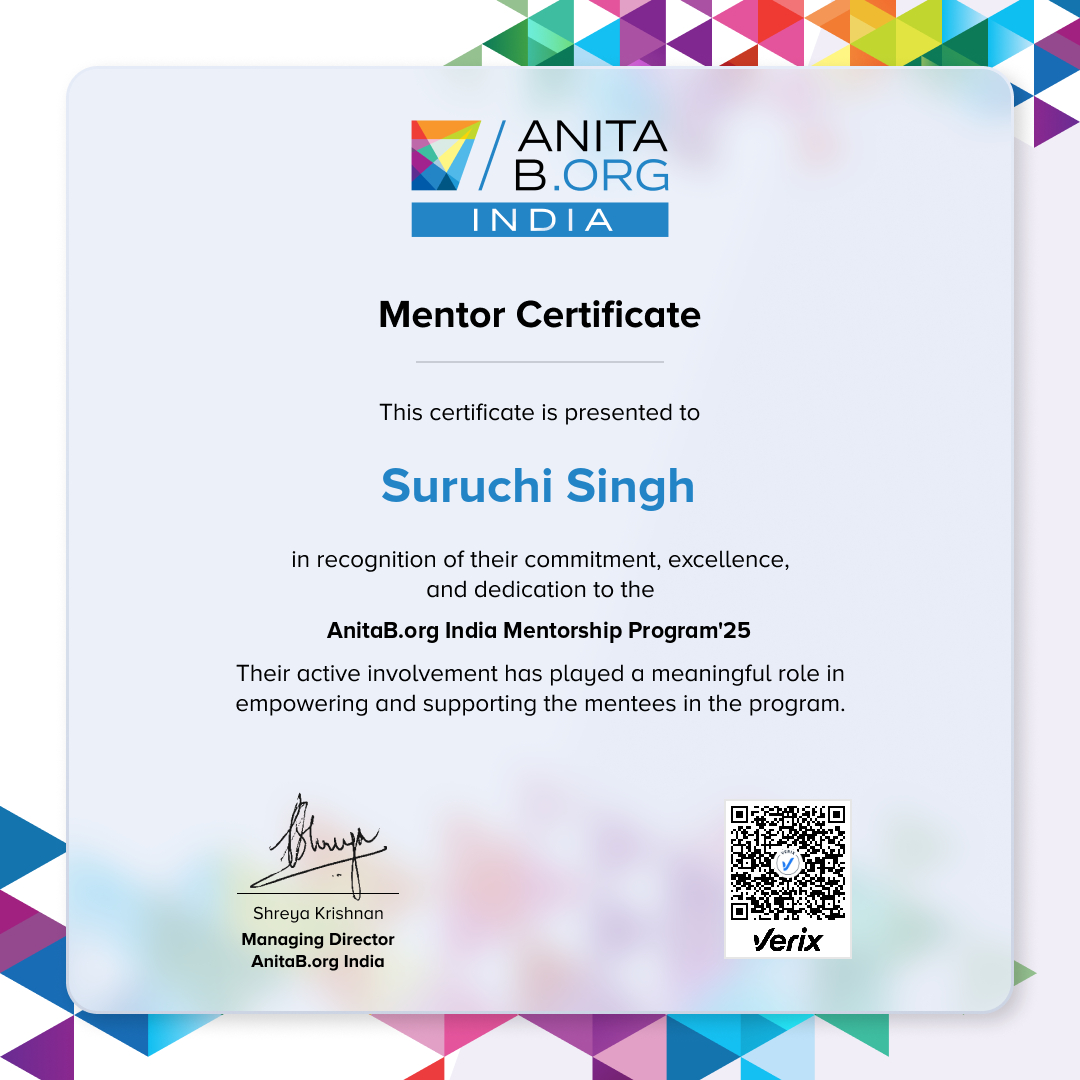 AnitaB.org India Mentor Certificates
