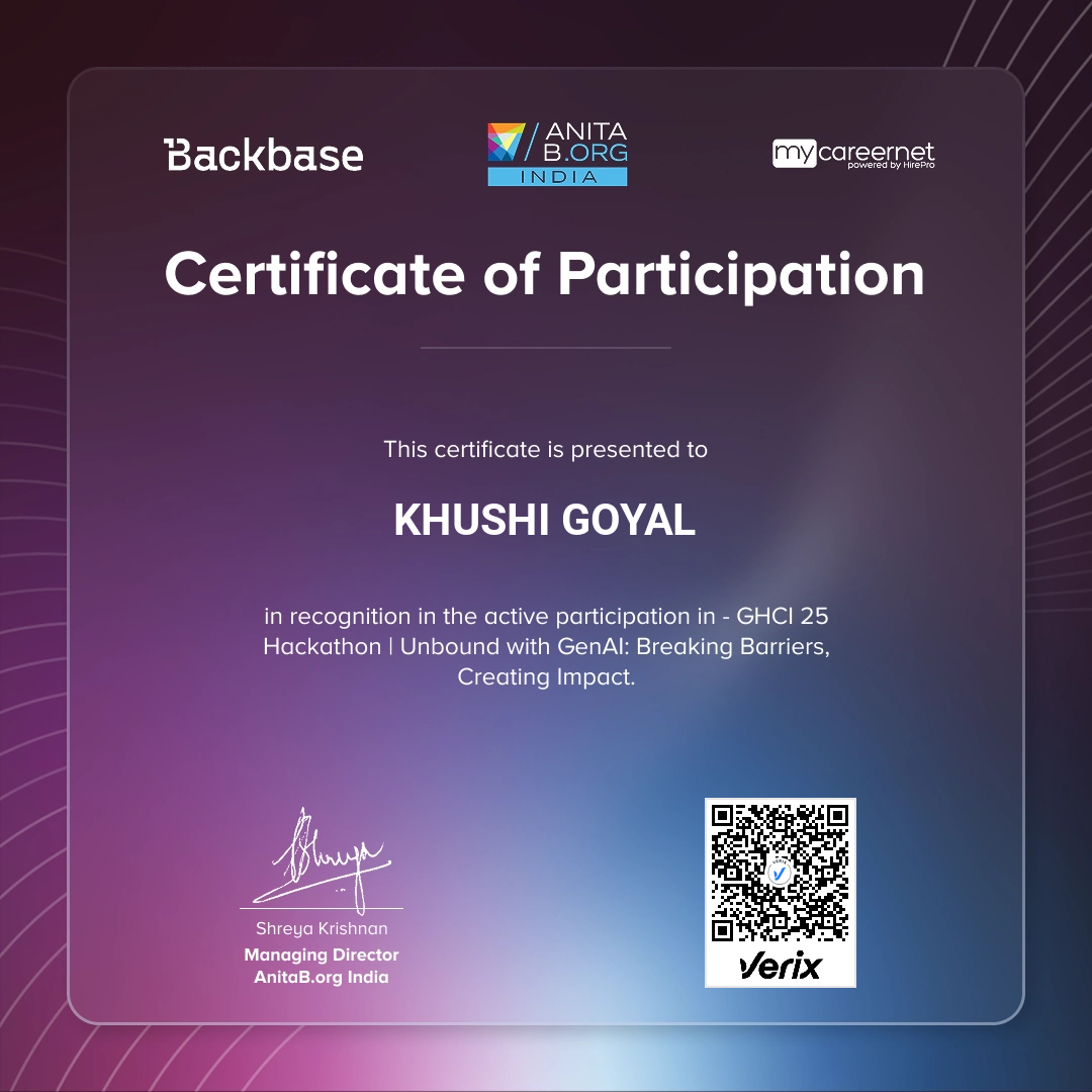 GHCI 2025 - Hackathon Participation Certificate