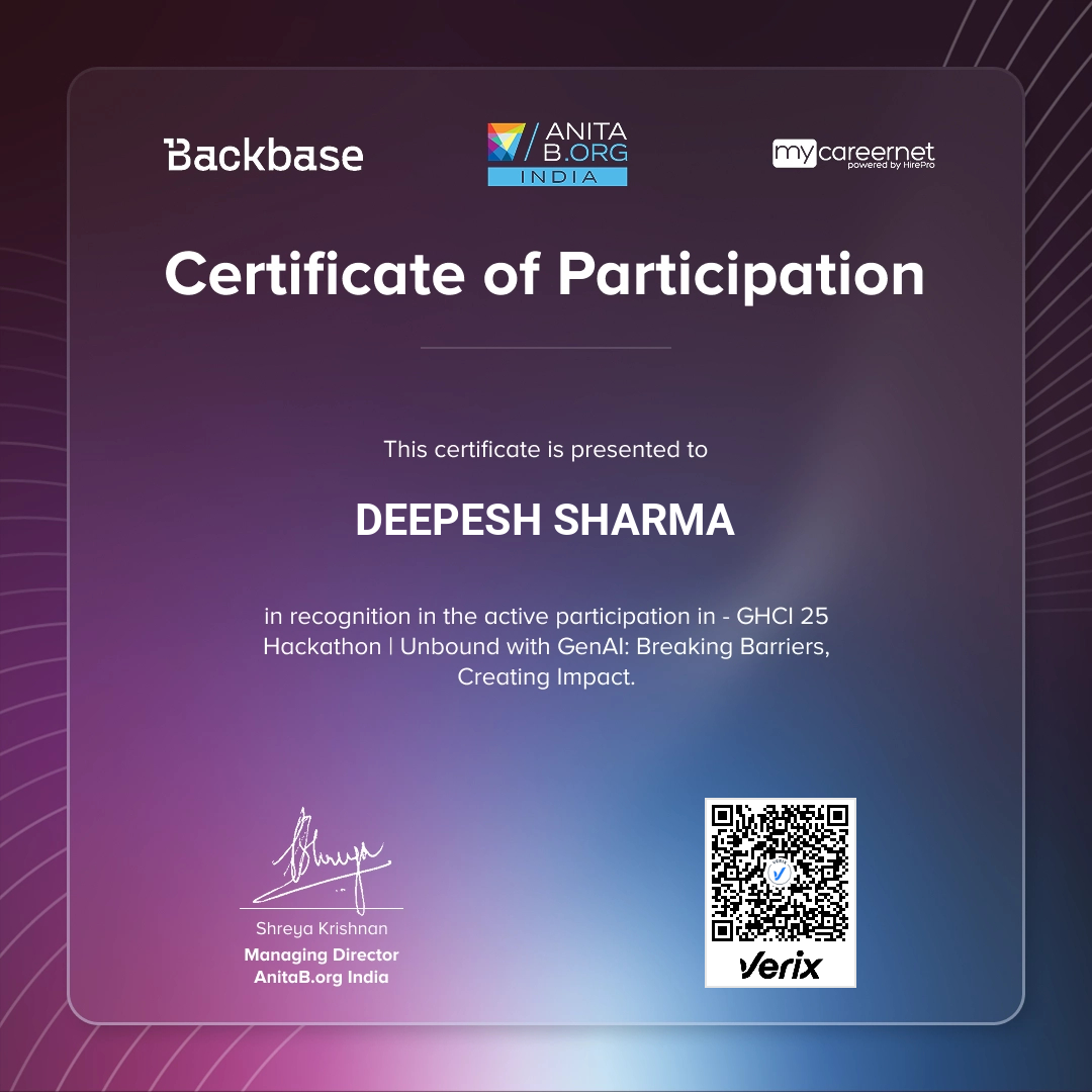 GHCI 2025 - Hackathon Participation Certificate