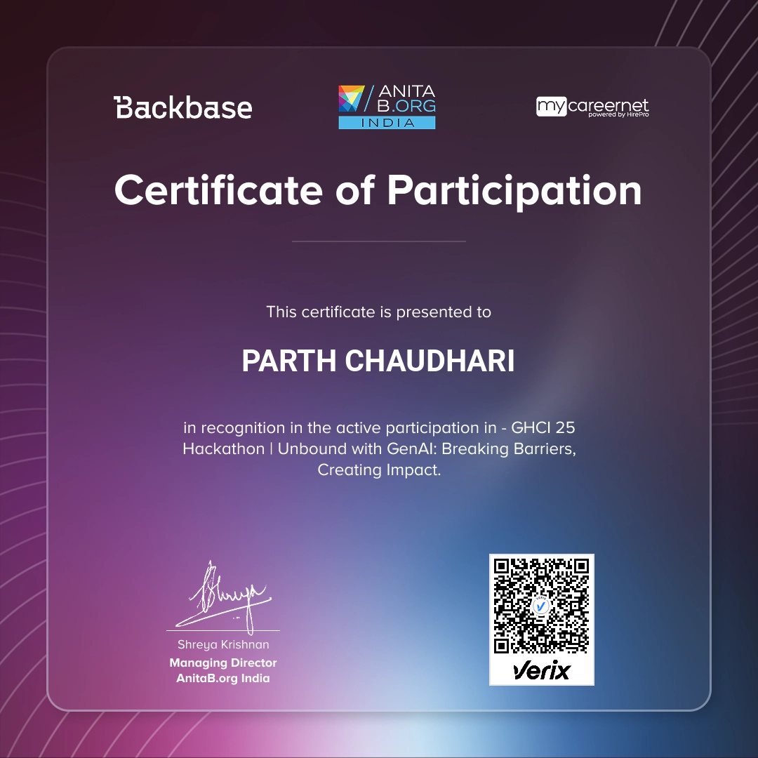 GHCI 2025 - Hackathon Participation Certificate
