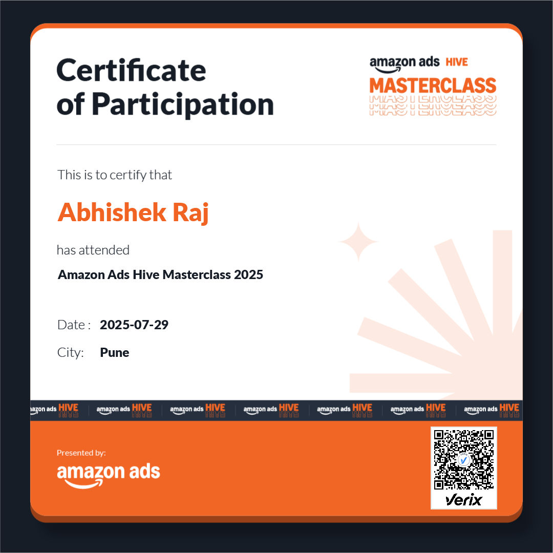 Certificate of Participation: Amazon Ads Hive Masterclass 2025