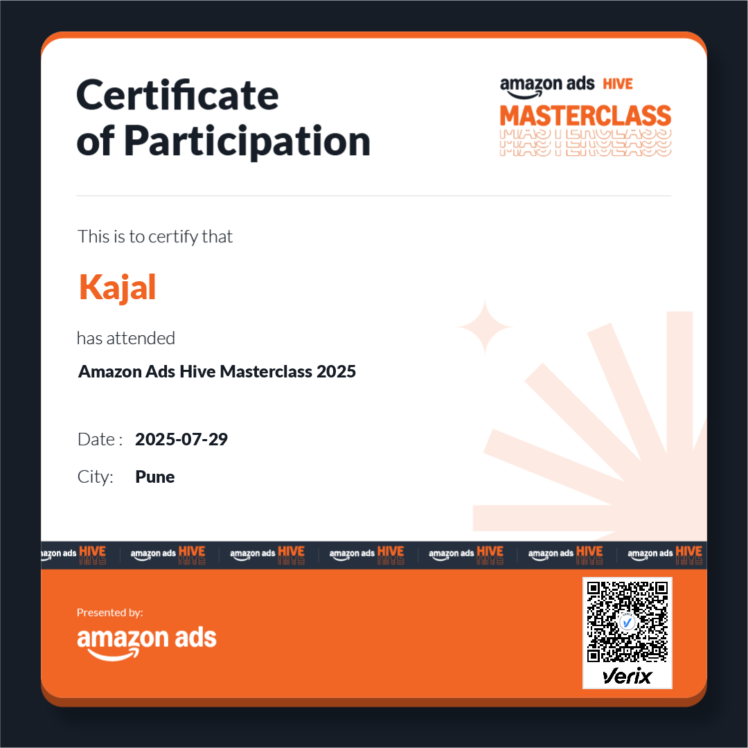 Certificate of Participation: Amazon Ads Hive Masterclass 2025