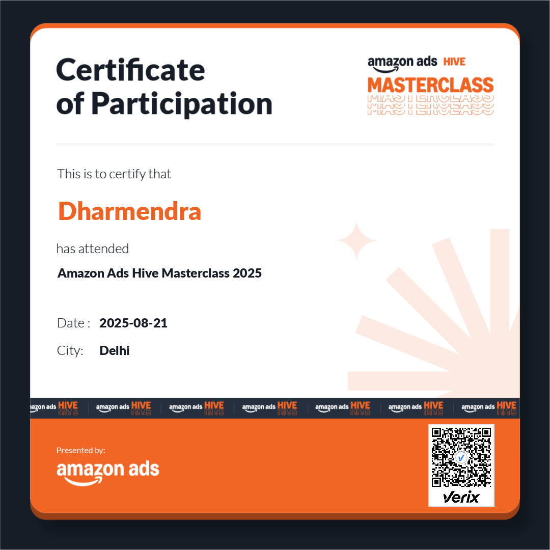 Certificate of Participation: Amazon Ads Hive Masterclass 2025