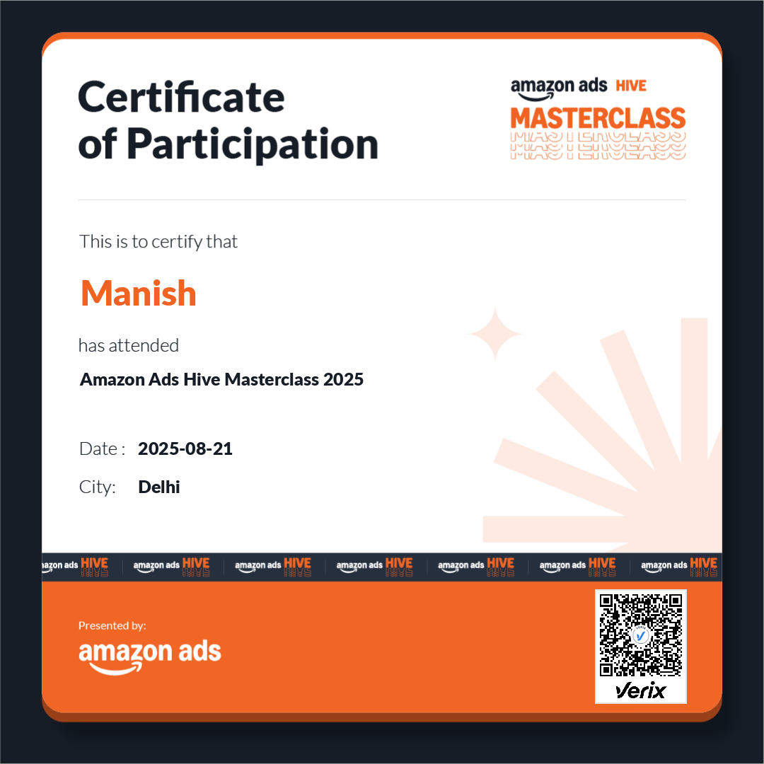 Certificate of Participation: Amazon Ads Hive Masterclass 2025