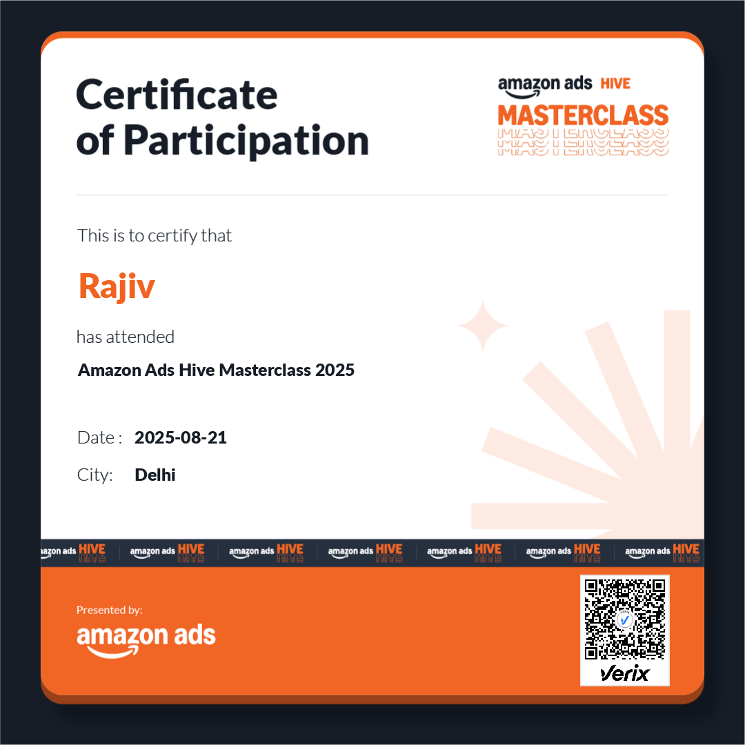 Certificate of Participation: Amazon Ads Hive Masterclass 2025