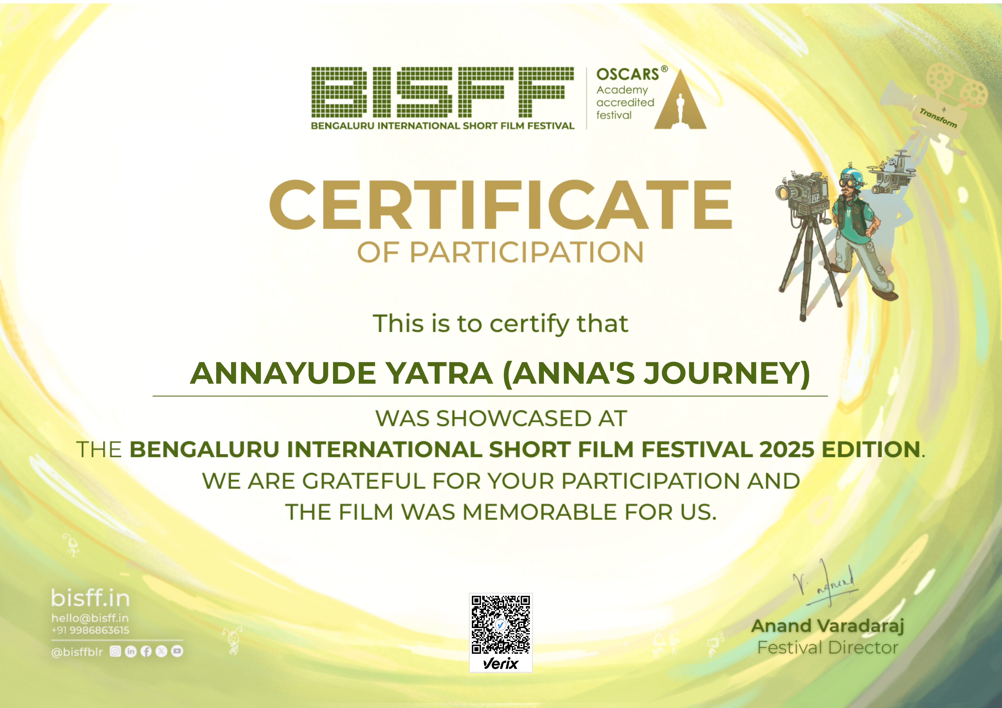 BISFF 2025 | Certificate of Participation