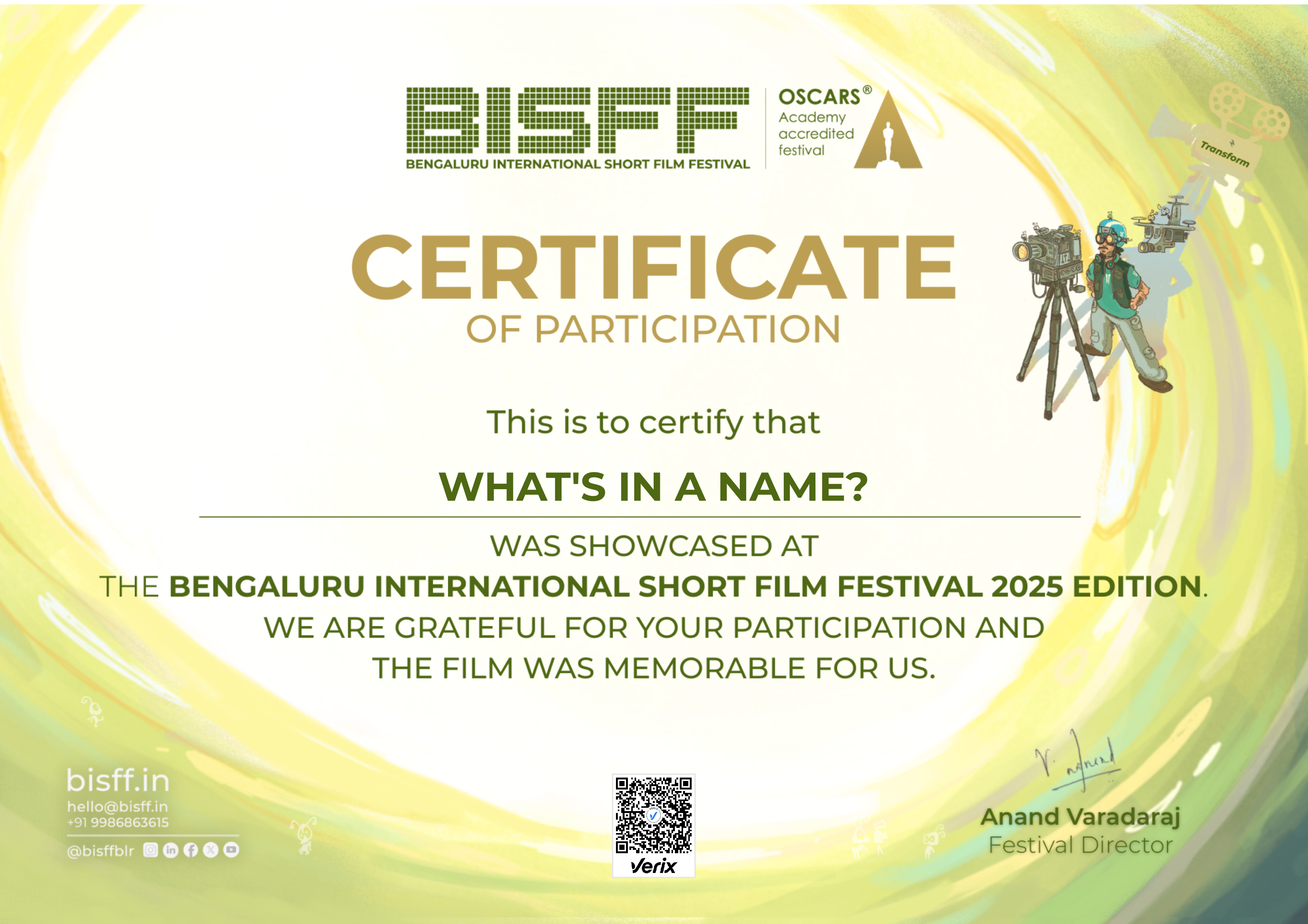BISFF 2025 | Certificate of Participation