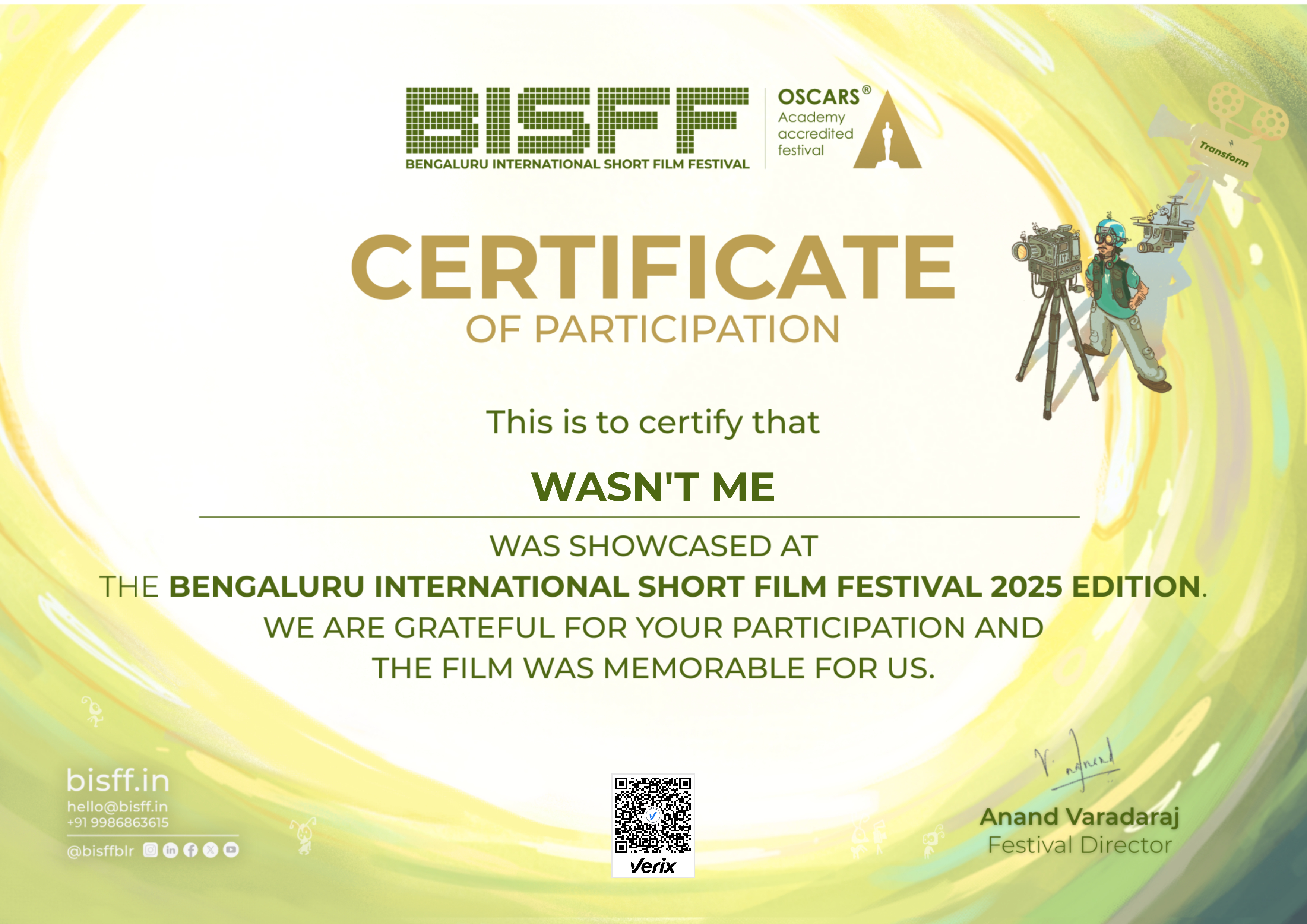 BISFF 2025 | Certificate of Participation