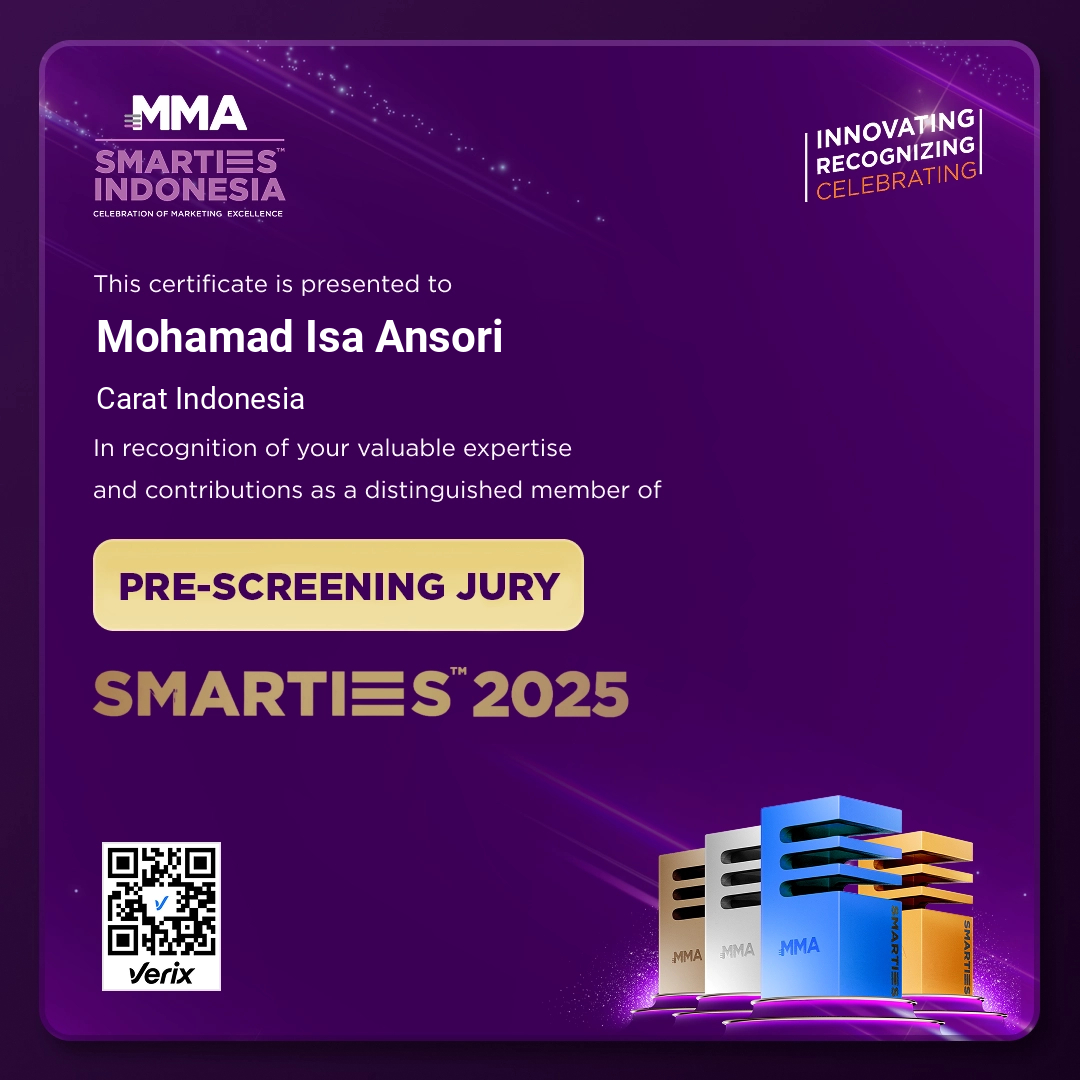 MMA SMARTIES Indonesia 2025 Pre-Screening Jury Certificate