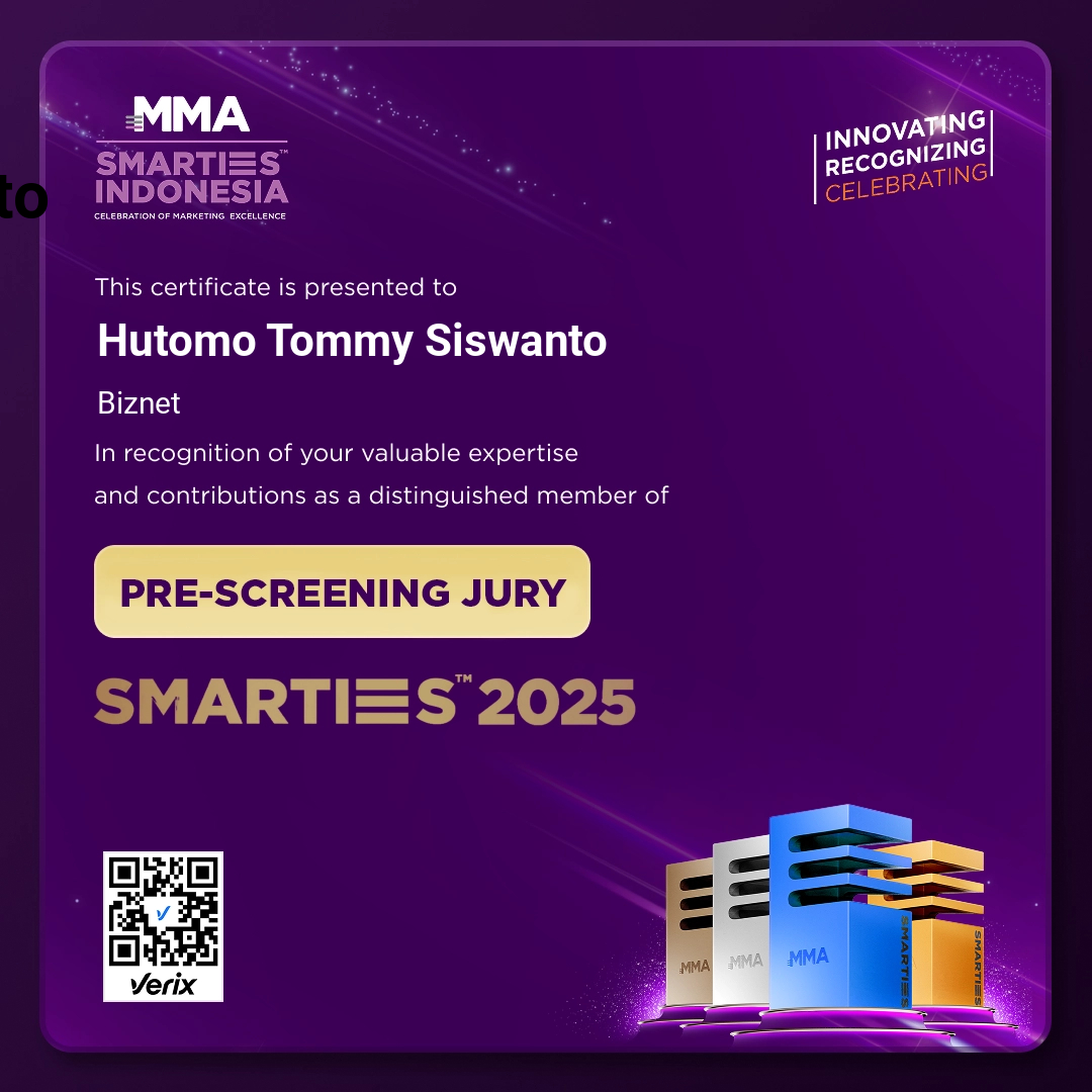 MMA SMARTIES Indonesia 2025 Pre-Screening Jury Certificate