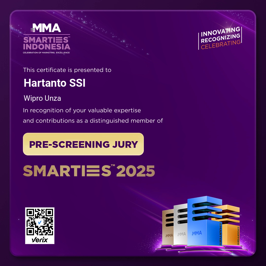 MMA SMARTIES Indonesia 2025 Pre-Screening Jury Certificate