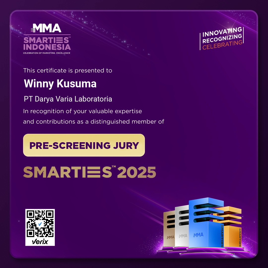 MMA SMARTIES Indonesia 2025 Pre-Screening Jury Certificate