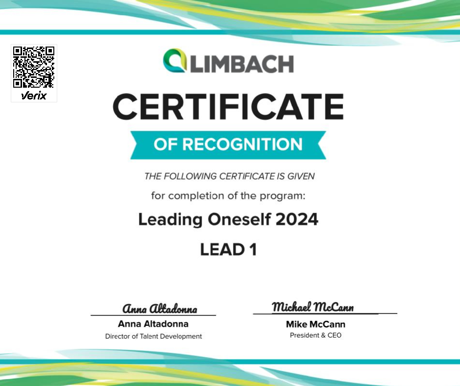 2024 Leading Oneself Program Certificate